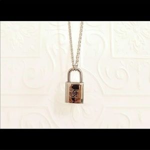 Chanel Silver Metal CC Padlock Lock & Two Keys